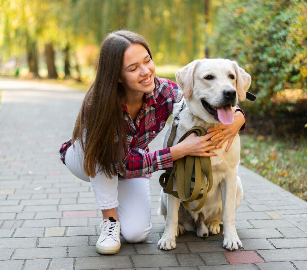 girl with dog